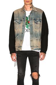 Amiri Two Tone Denim Jacket In Blue