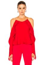 Rosetta Getty Silk Double Georgette Off The Shoulder Camisole In Red,brown