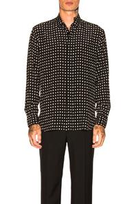 Saint Laurent Star Print Shirt In Abstract,black,white