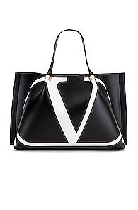 Valentino Go Logo Escape Medium Tote In Black,white