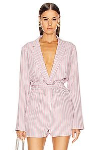 Tibi Oversized Blazer Jacket In Pink,stripes