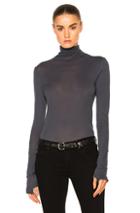 Enza Costa Turtleneck Fitted Tee In Black,gray,green