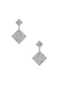 Alessandra Rich Double Diamond Crystal Earrings In Metallic