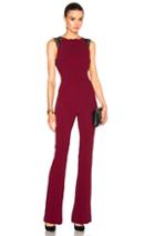 Roland Mouret Cross Double Crepe & Lace Jumpsuit In Red