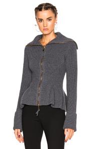 Alexander Mcqueen Knit Peplum Sweater In Gray
