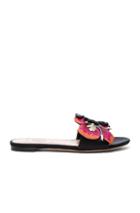 Valentino Leather Tropical Dream Slides In Floral,black