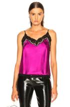 Alexander Wang Bias Lace Cami Top In Black,pink