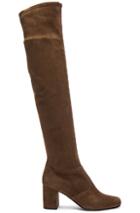 Saint Laurent Stretch Suede Bb Over The Knee Boots In Brown