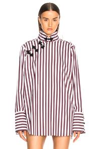Marques ' Almeida Mandarin Wrap Shirt In Red,stripes,white