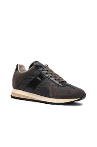 Maison Margiela Calfskin & Suede Retro Runner Sneakers In Black,gray