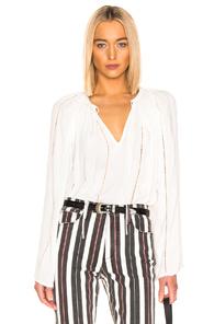 Frame Lattice Peasant Top In White