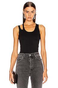 Helmut Lang Slashed Seamless Tank Top In Black