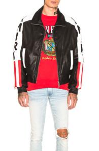 Amiri Flag Leather Bomber In Black,stars,stripes,white,red