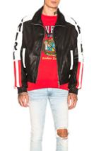Amiri Flag Leather Bomber In Black,stars,stripes,white,red
