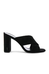 Saint Laurent Loulou Suede Pin Mules In Black