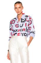 Maison Margiela Striped Cotton Letter Print Shirt In Blue,stripes,red,white