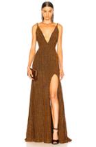 Patbo Pleated Lurex Gown In Brown,metallic