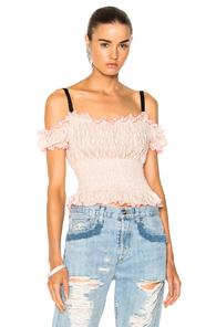 Sandy Liang For Fwrd Cropped Lacey Top In Pink
