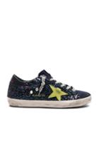 Golden Goose Glitter Superstar Sneakers In Black,purple