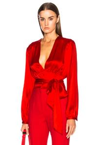 Givenchy Long Sleeve Cropped Blouse In Red