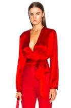 Givenchy Long Sleeve Cropped Blouse In Red