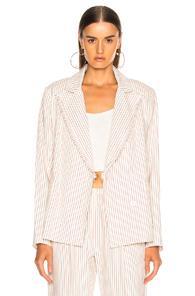 Raquel Allegra Double Breasted Jacket In Blue,neutral,red,stripes