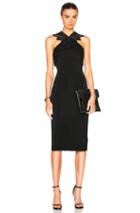 David Koma Zig Zag Macrame Pencil Dress In Black