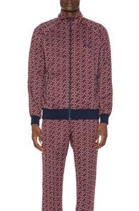 Needles Block Track Jacket In Abstract,red