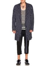 Haider Ackermann Wrap Coat In Blue,stripes