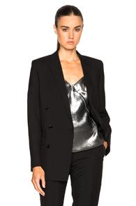 Saint Laurent Oversize Gabardine Blazer In Black