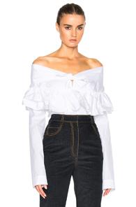 Isa Arfen Ruffle Knot Top In White