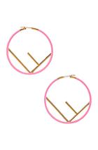 Fendi Logo Hoop Earrings In Pink