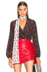 Rixo London Angie Top In Black,geometric Print,floral