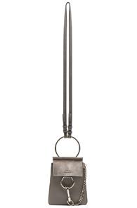 Chloe Small Faye Suede & Calfskin Bracelet Bag In Gray
