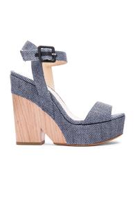 Jimmy Choo Fine Raffia Nico Wedges In Blue