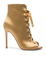 Gianvito Rossi Satin Marie Lace Up Booties In Yellow