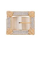 Alessandra Rich Leather Gold Buckle Belt In White