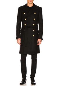 Balmain Belted Trench Coat In Black