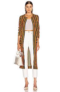 Staud Mia Robe In Green,orange,stripes