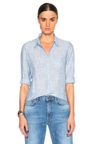 Nili Lotan Chambray Top In Blue,stripes