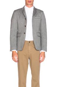 Thom Browne Quilted Small Herringbone Blazer In Black