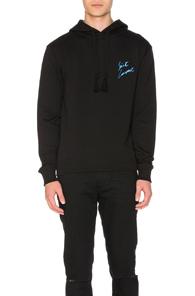 Saint Laurent Cursive Logo Emblem Hoodie In Black