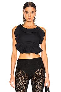 Brock Collection Open Back Apron Top In Blue