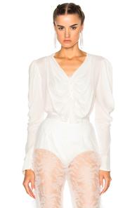 Rodarte Silk Georgette Bow Detail Blouse In White