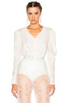 Rodarte Silk Georgette Bow Detail Blouse In White