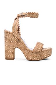 Tabitha Simmons Harlow Laser Cut Cork Heels In Neutrals