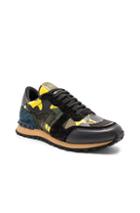 Valentino Camouflage Rockrunner Trainers In Green,yellow,abstract