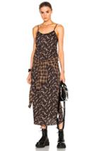 R13 Slip Grunge Dress In Black,brown,floral,checkered & Plaid