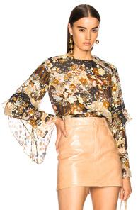 Chloe Deco Cloud Print Lurex Jacquard Blouse In Abstract,floral,metallics