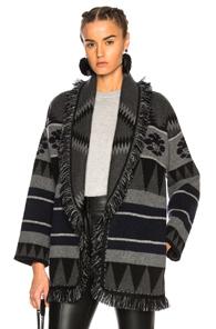 Alanui New Icon Oversized Jacquard Cardigan In Black,gray,geometric Print